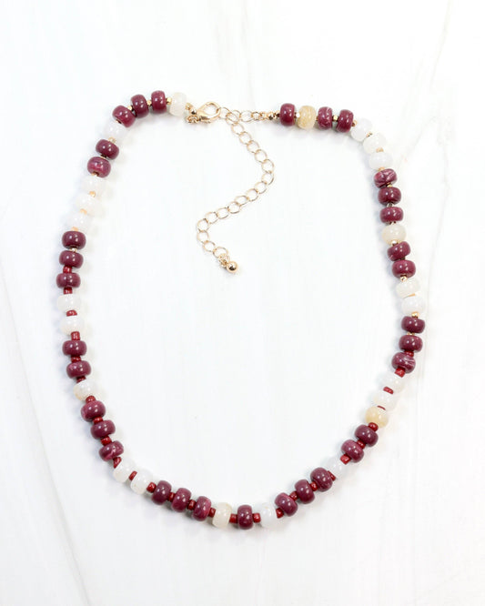 Ellison Stone Necklace Maroon White: Default