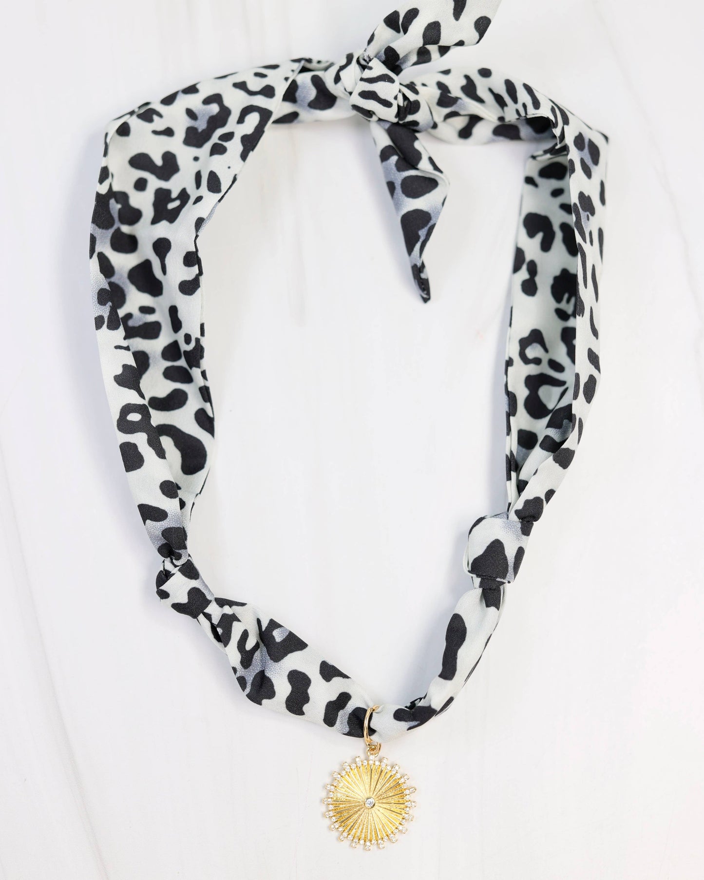 Nala Leopard Scarf Charm Necklace Grey: Default