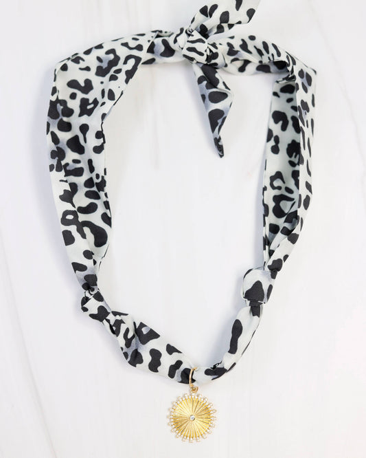 Nala Leopard Scarf Charm Necklace Grey: Default