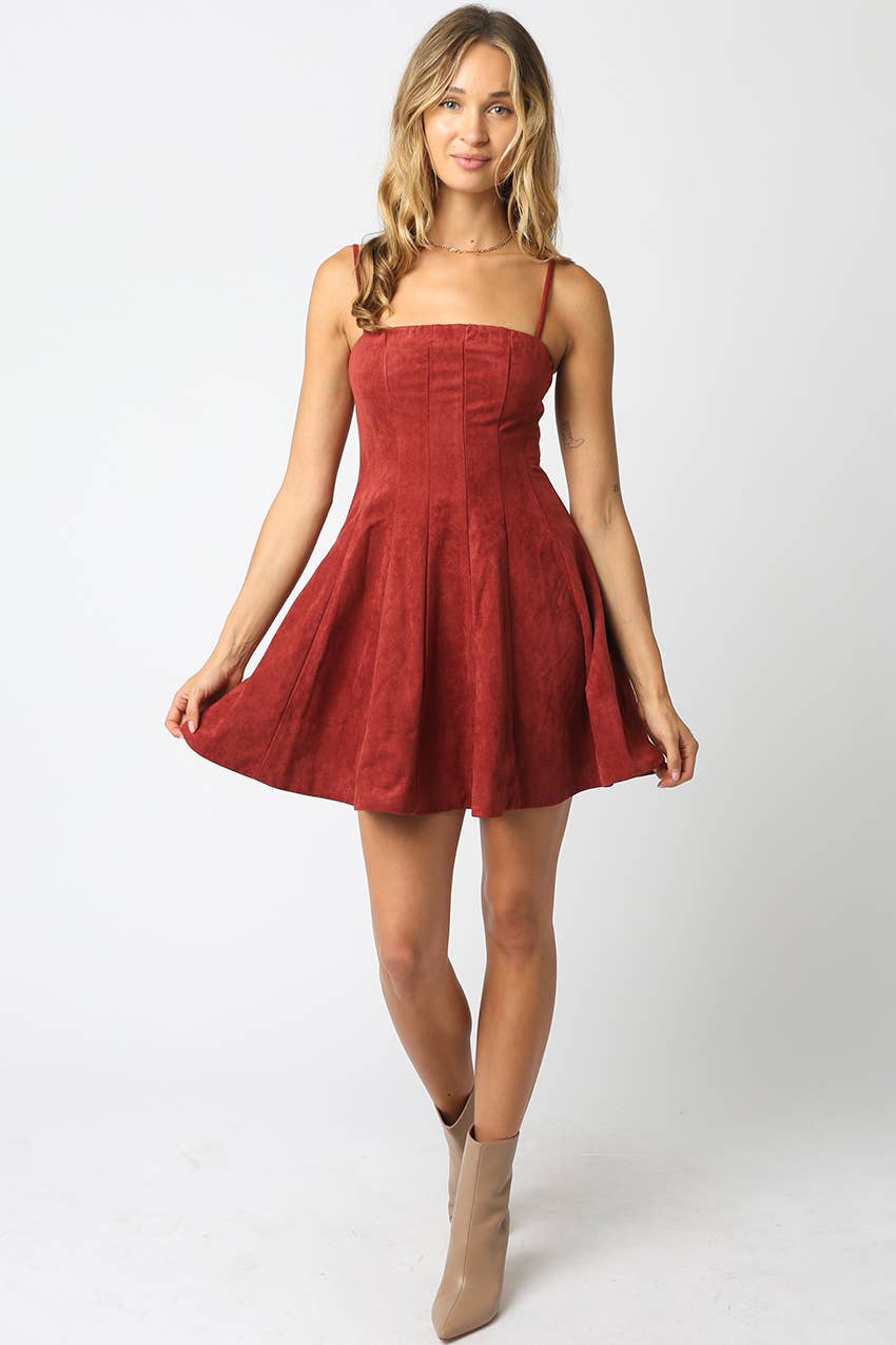 Litzy Suede Dress: Brown / Contemporary / S