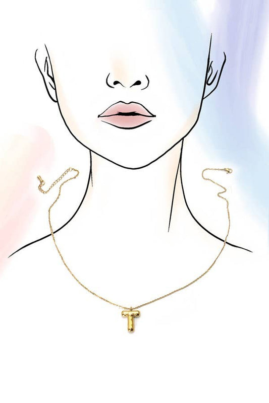 18K STAINLESS STEEL TARNISH FREE  INITIAL NECKLACE T