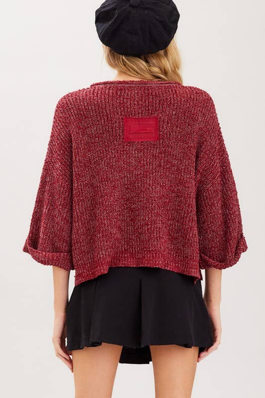 Fall Lightweight Cropped Sweater: Oatmeal / M