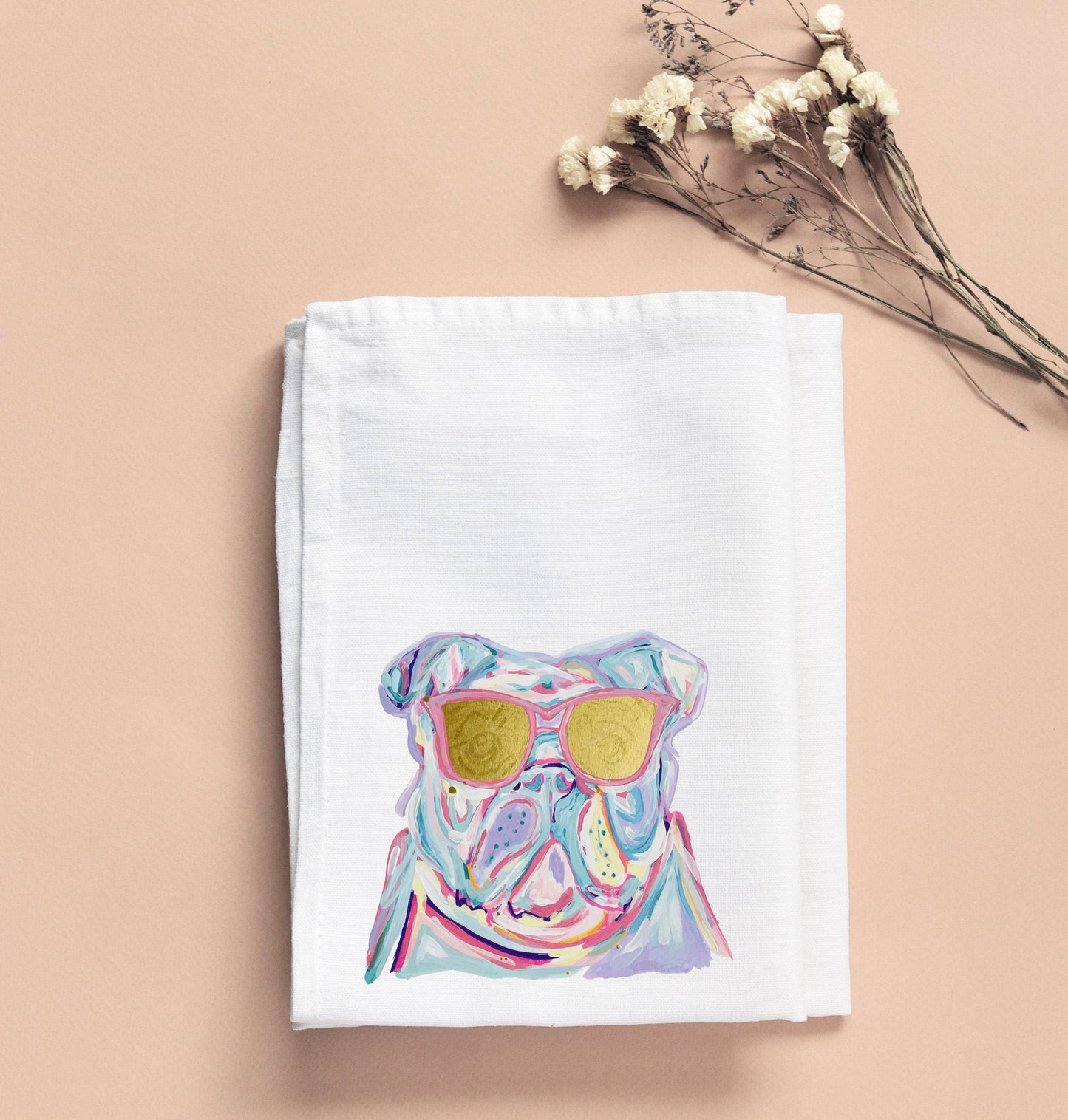 FUN BULLDOG TEA TOWEL: 18"X26"