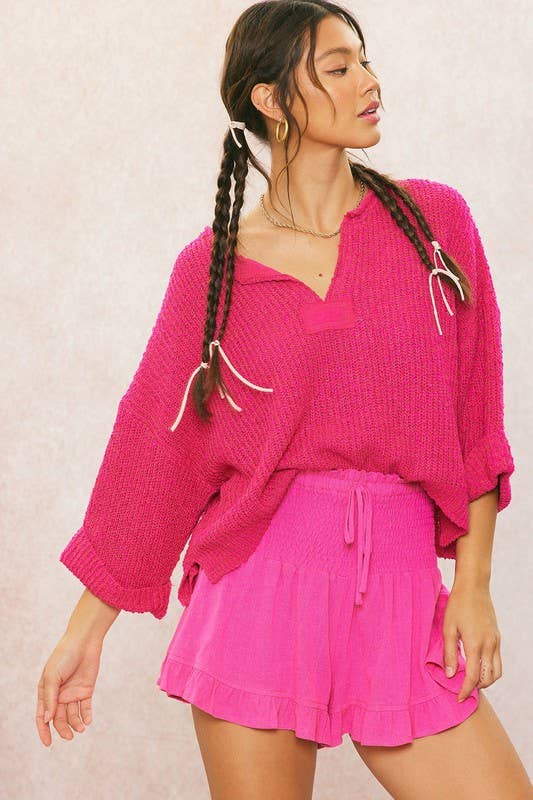 Fall Lightweight Cropped Sweater: Red / S