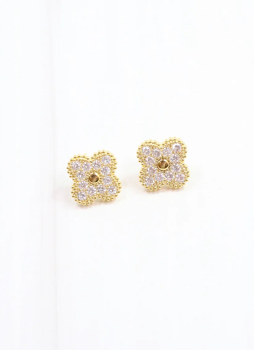 Edner CZ Clover Earring Gold