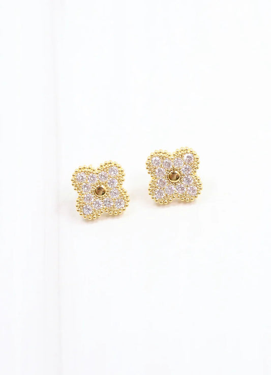 Edner CZ Clover Earring Gold