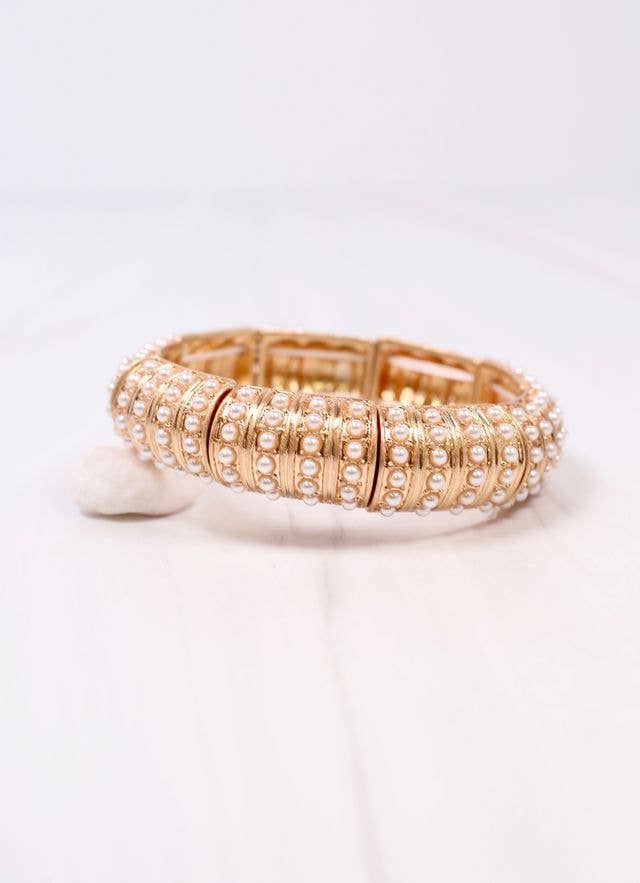Candace Stretch Bracelet with Pearls GOLD: Default