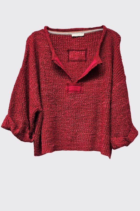 Fall Lightweight Cropped Sweater: Red / S