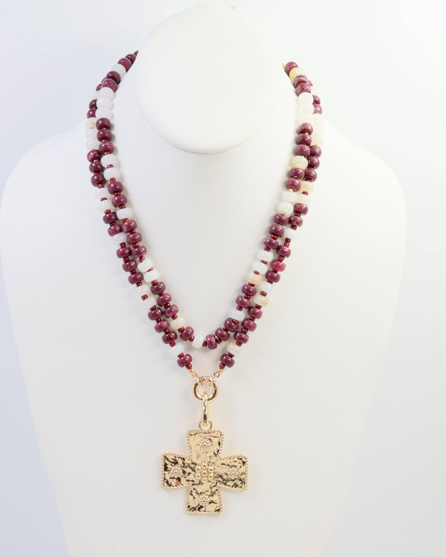 Ellison Stone Necklace Maroon White: Default