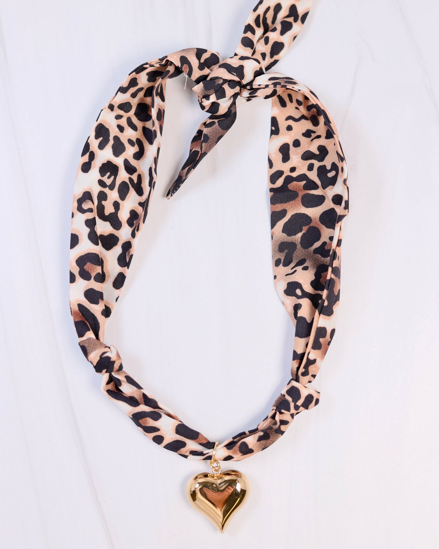 Nala Leopard Scarf Charm Necklace Brown: Default