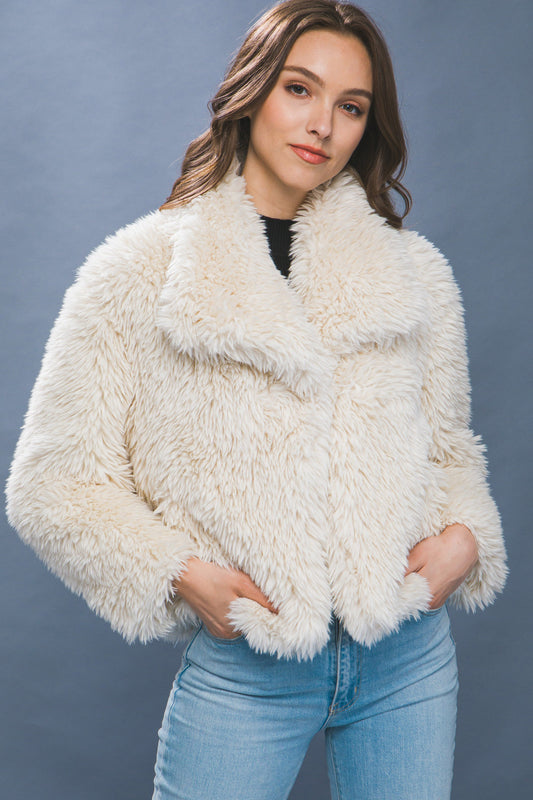 Ivory Faux Fur Coat