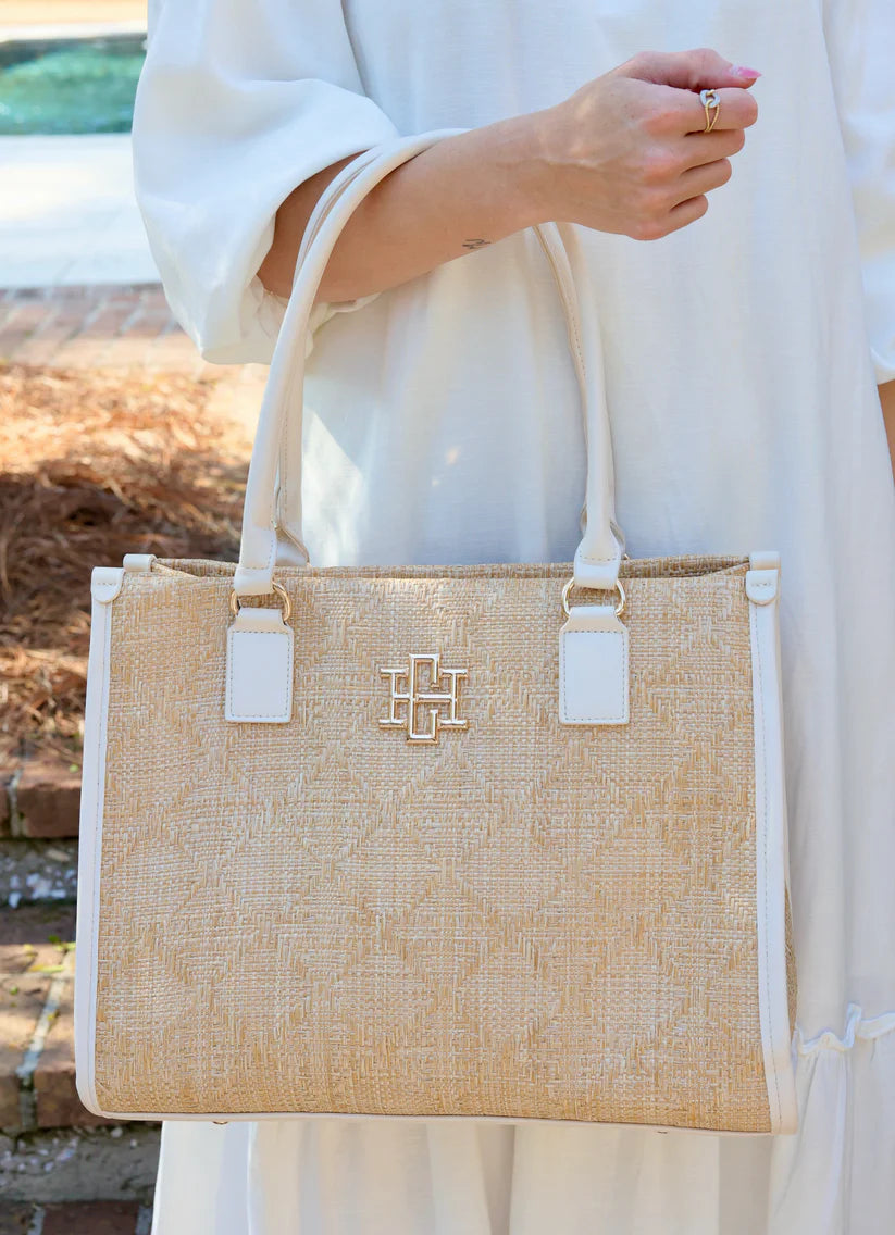 Hailey Tote Natural Lattice Cream