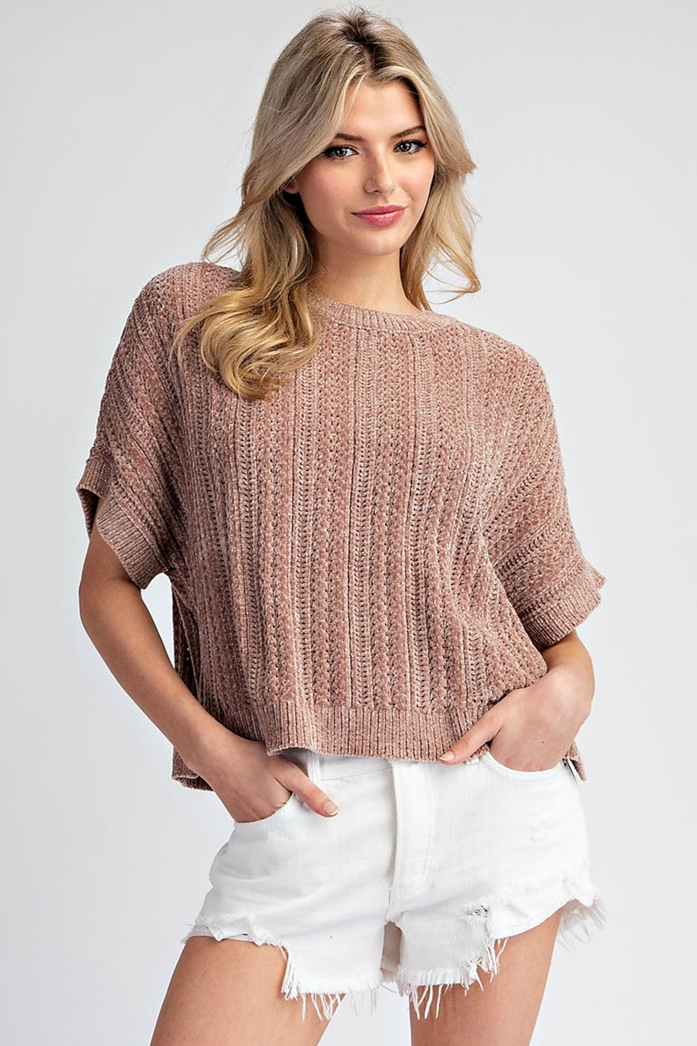 Mocha Short Sleeve Sweater Top